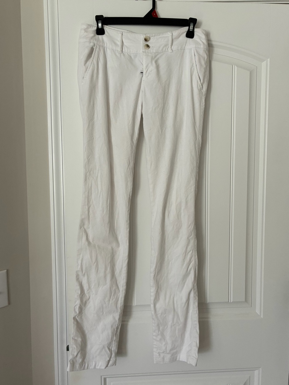 Women’s White Low Rise Straight-Leg Cotton Pants